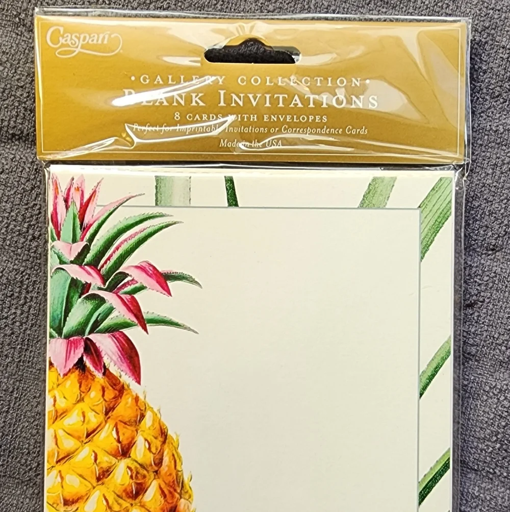 Pineapple Blank Invitations - Yellow & Green W/envelopes Set Of 8 New